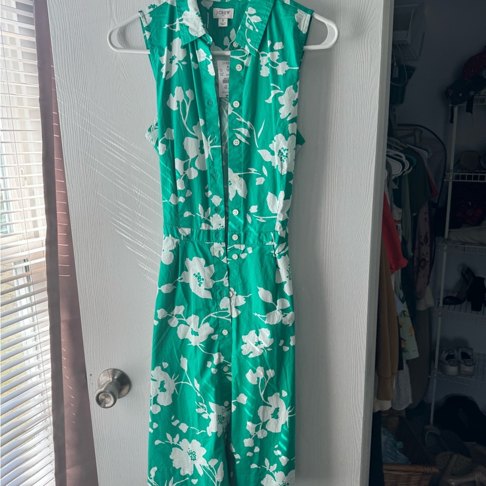 J. Crew Green Sleeveless Polo Collar Sundress